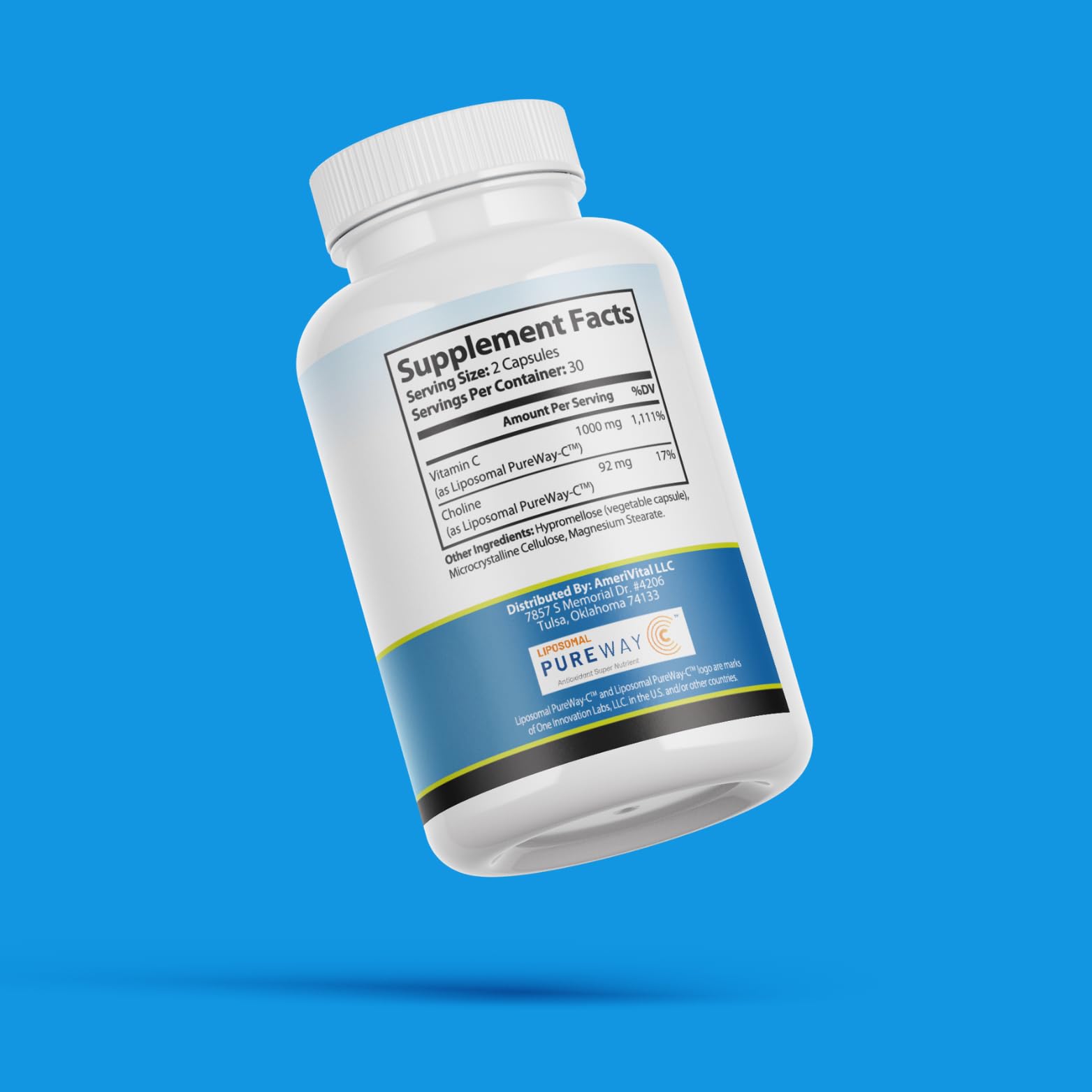 Tabletas blanca vitamina C liposomal AmeriVital 60 unidades