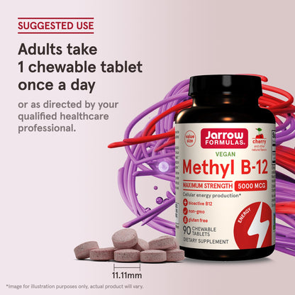 Tabletas cereza Jarrow Formulas metil B12 5000 mcg