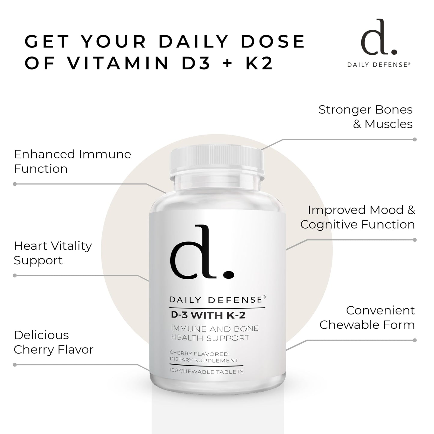 Tabletas chewable daily defense vitamina d3 k2