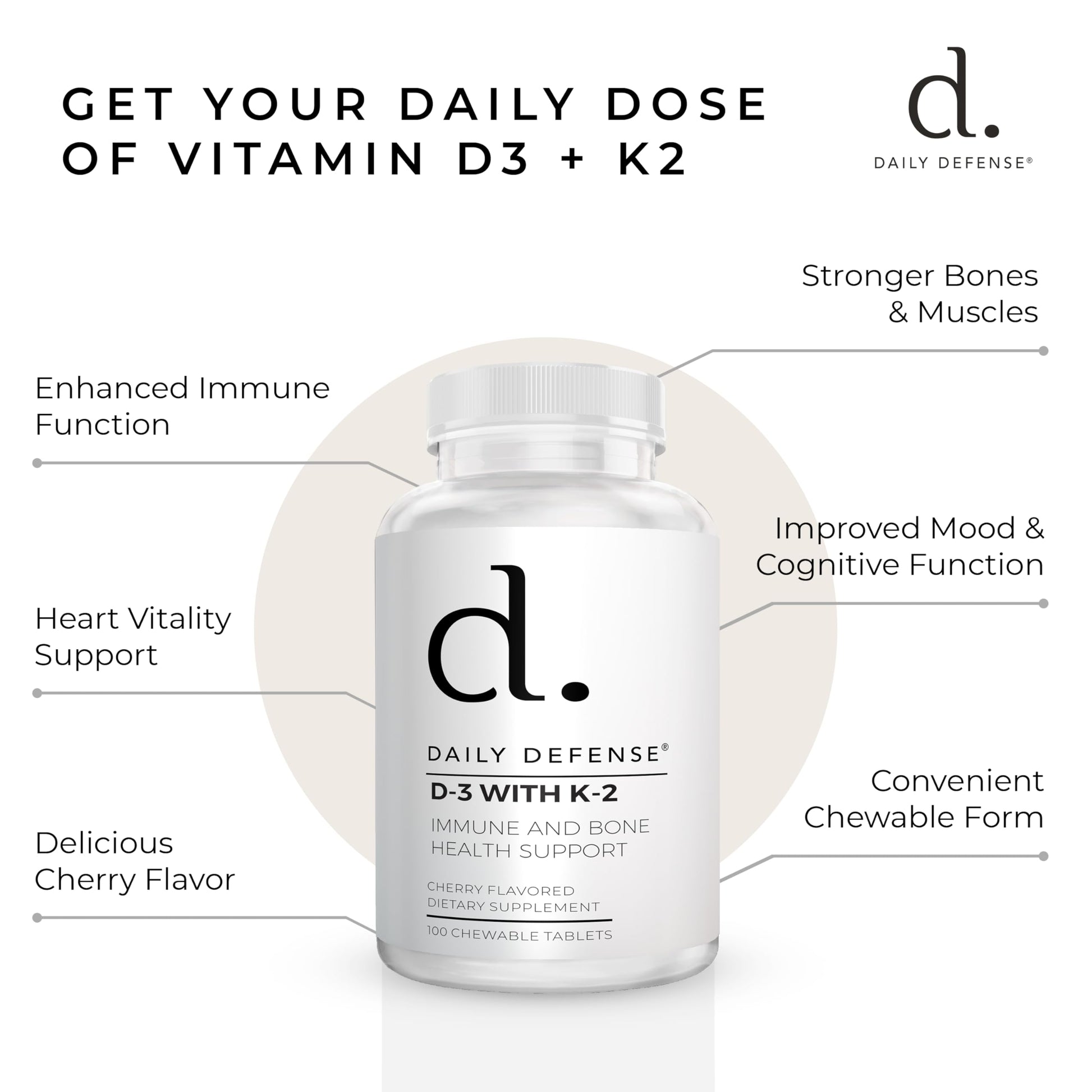 Tabletas chewable daily defense vitamina d3 k2