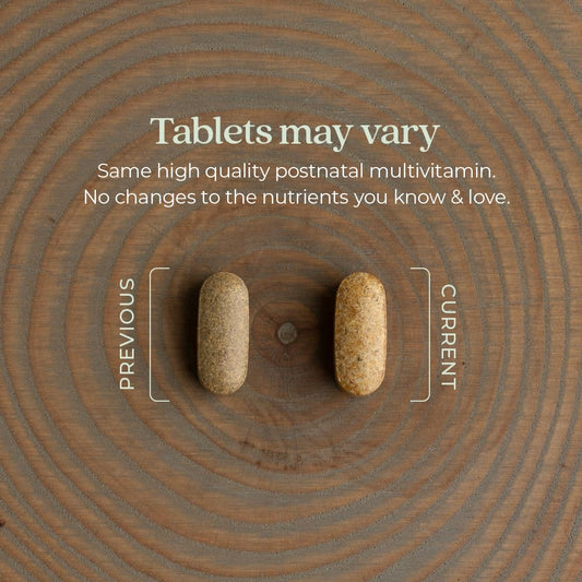 Tabletas de multivitamínico postnatal en comparación