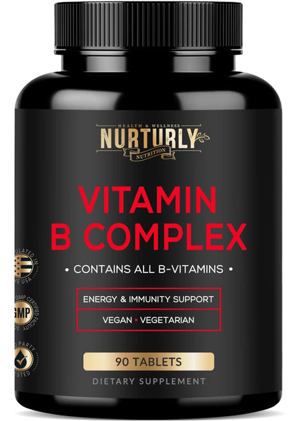Tabletas complejo B y cúrcuma NURTURLY para salud articular y energía