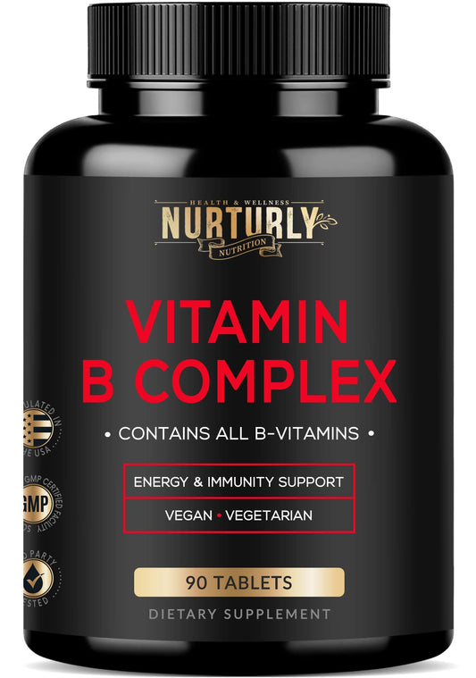 Tabletas complejo B y cúrcuma NURTURLY para salud articular y energía