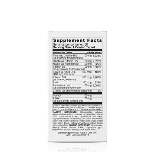 Tabletas de complejo B para energía y metabolismo Nutra Nutrition