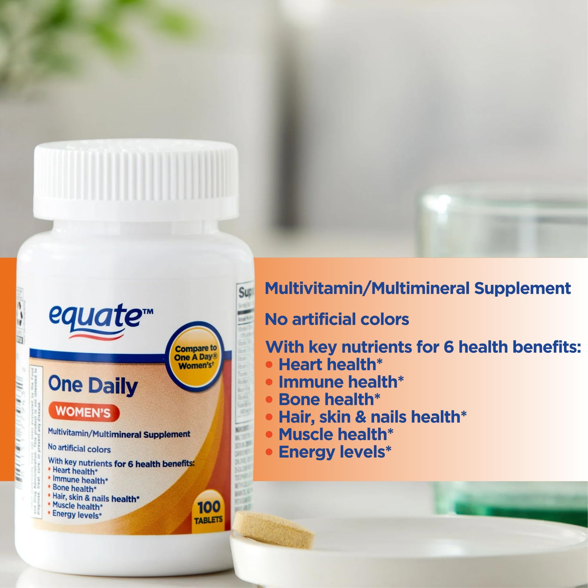 Tabletas diarias de vitaminas Equate para mujeres
