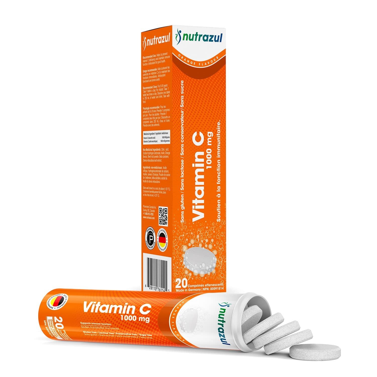 Tabletas efervescentes Nutrazul vitamina C sabor naranja