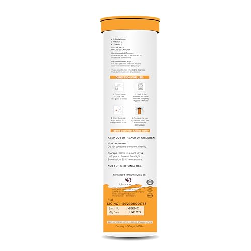 Tabletas efervescentes PURITEO con sabor naranja para piel clara