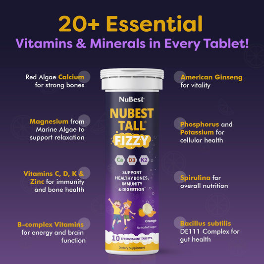 Tabletas efervescentes sabor naranja NuBest Tall Fizzy niños