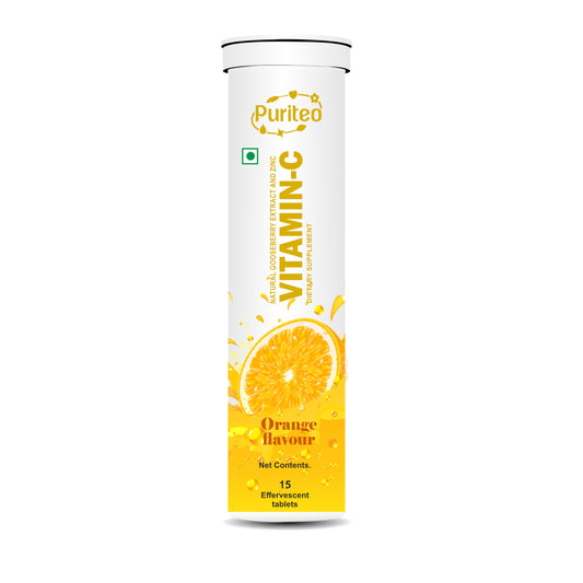 Tabletas efervescentes vit c 1000mg puriteo sabor naranja