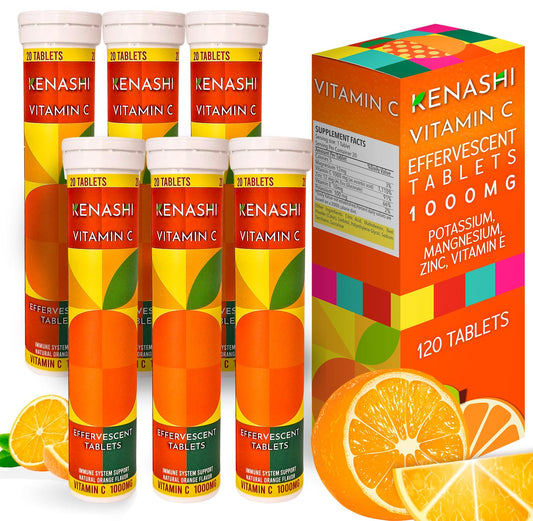 Tabletas efervescentes vitamina C 1000mg Kenashi con zinc