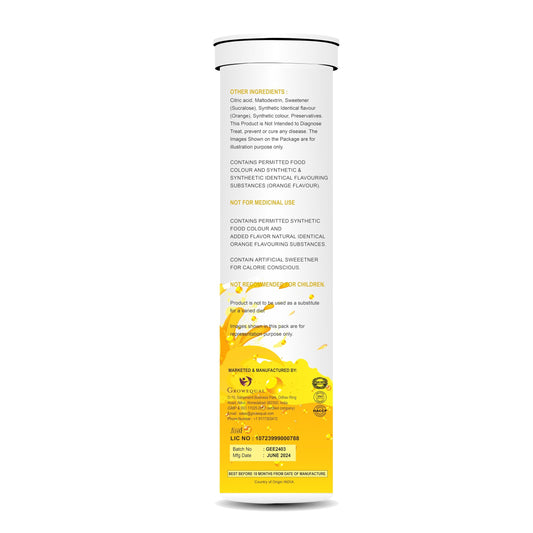 Tabletas efervescentes vitamina C sin azúcar para sistema inmunológico