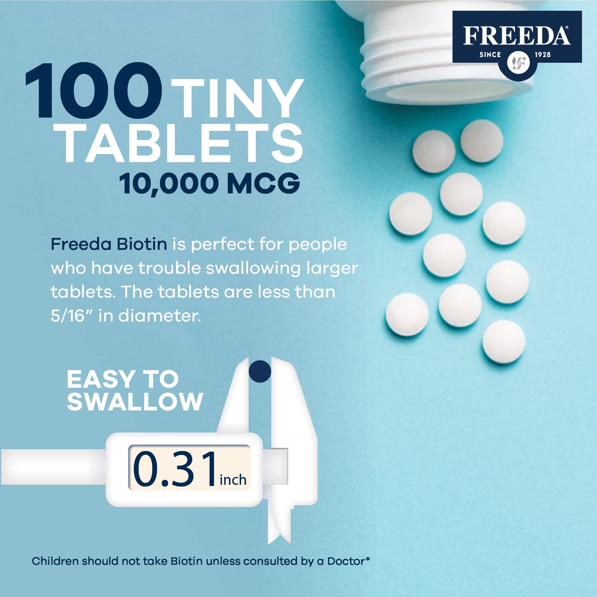 Tabletas FREEDA biotina 100 tabletas para uñas fuertes