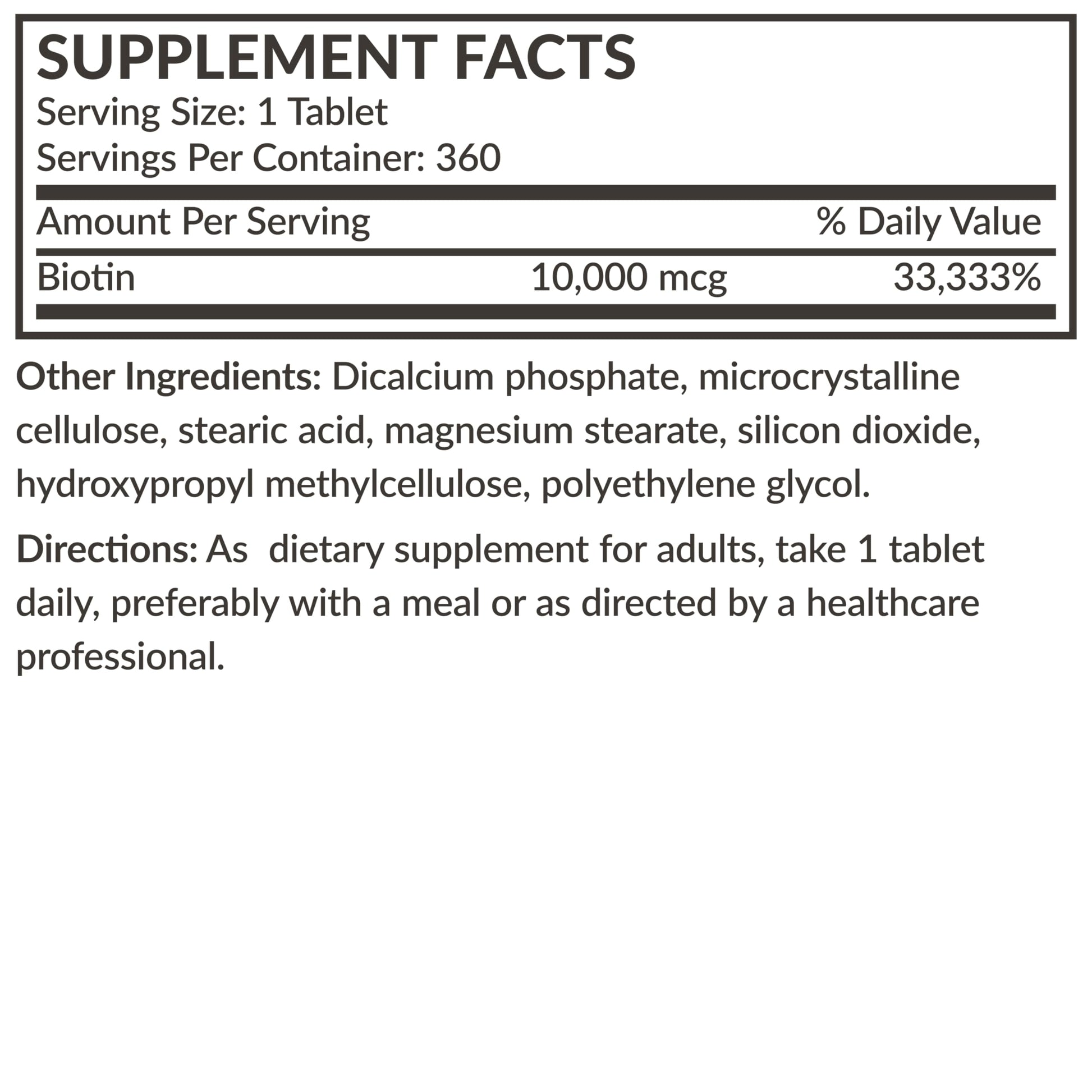 Tabletas Futurebiotics Biotina 10,000 MCG vista cercana