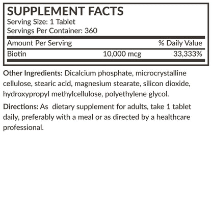 Tabletas Futurebiotics Biotina 10,000 MCG vista cercana