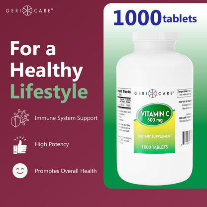 Tabletas GeriCare Vitamina C 500mg apoyo sistema inmune
