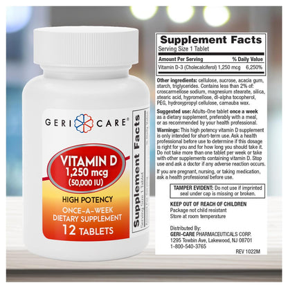 Tabletas GeriCare vitamina D alta potencia para huesos y músculos