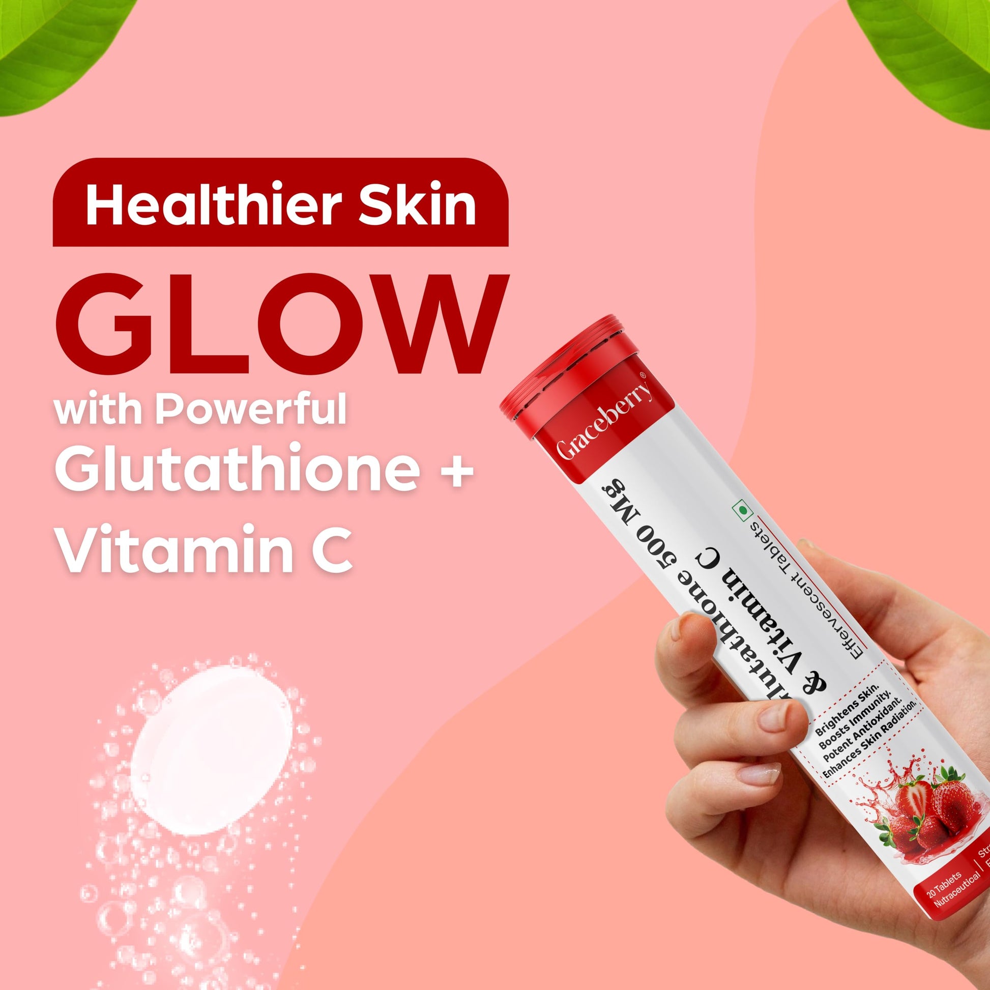 Tabletas glutatión fresa vitamina c antioxidantes Graceberry