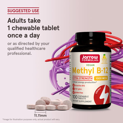 Tabletas Jarrow Formulas Metil B-12 para deficiencia de B12