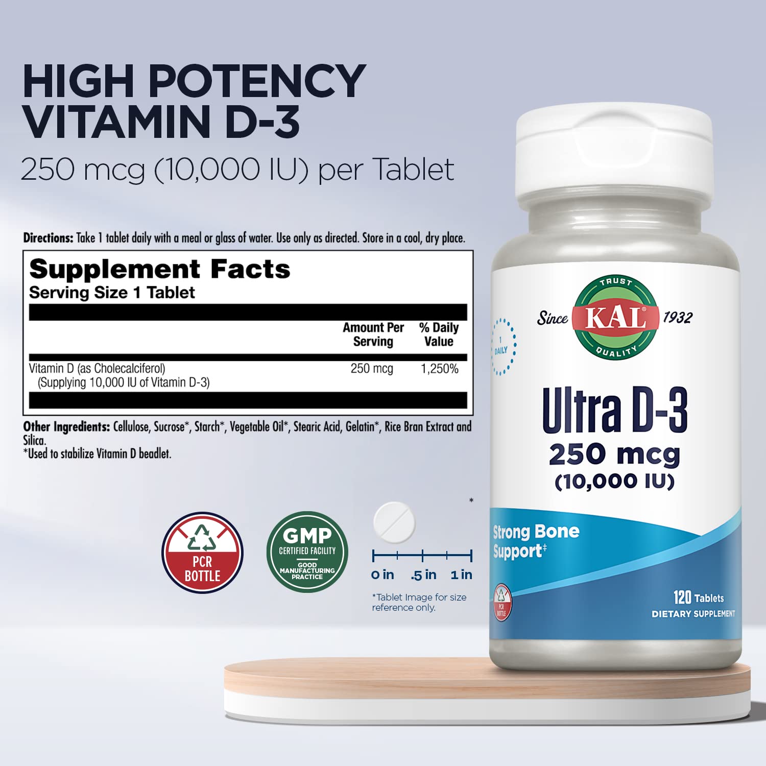 Tabletas KAL Vitamina D3 rápida absorción ActivTabs