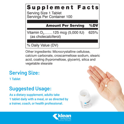 Tabletas Klean ATHLETE Klean-D vitamina d3 paquete 100 unidades