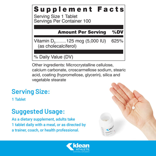 Tabletas Klean ATHLETE Klean-D vitamina d3 paquete 100 unidades