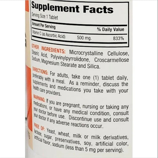 Tabletas Major vitamina C 500 mg detalle