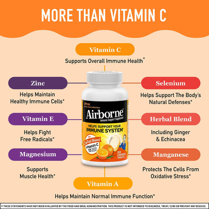 Tabletas masticables Airborne con vitamina C y zinc