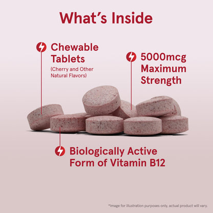 Tabletas masticables B12 de Jarrow Formulas sabor cereza