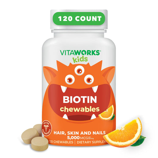 Tabletas masticables de biotina VitaWorks para niños 120 unidades