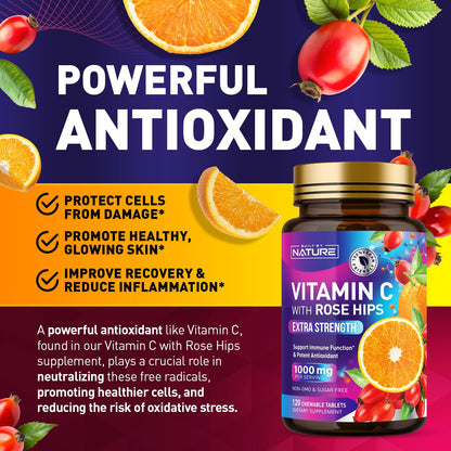 Tabletas masticables Built by Nature vitamina C con escaramujo sin OMG