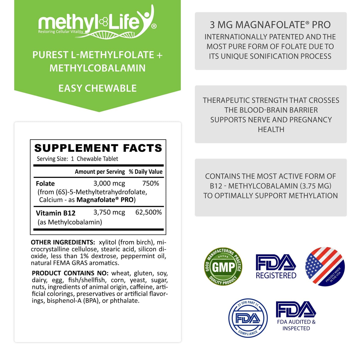 Tabletas masticables en envase Methyl-Life B-Methylated II