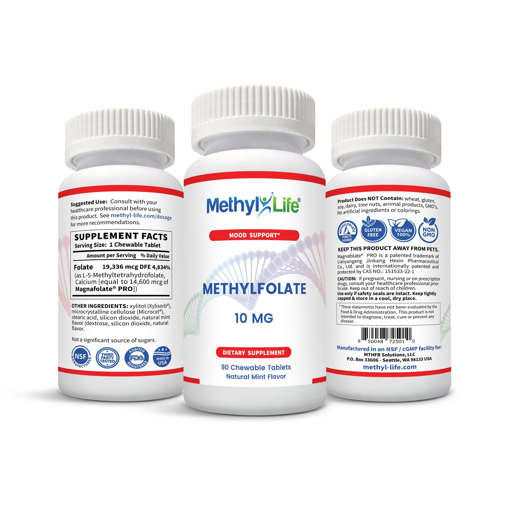 Tabletas masticables Methyl-Life L-Metilfolato potente
