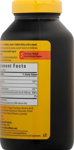 Tabletas masticables Nature Made vitamina C color naranja