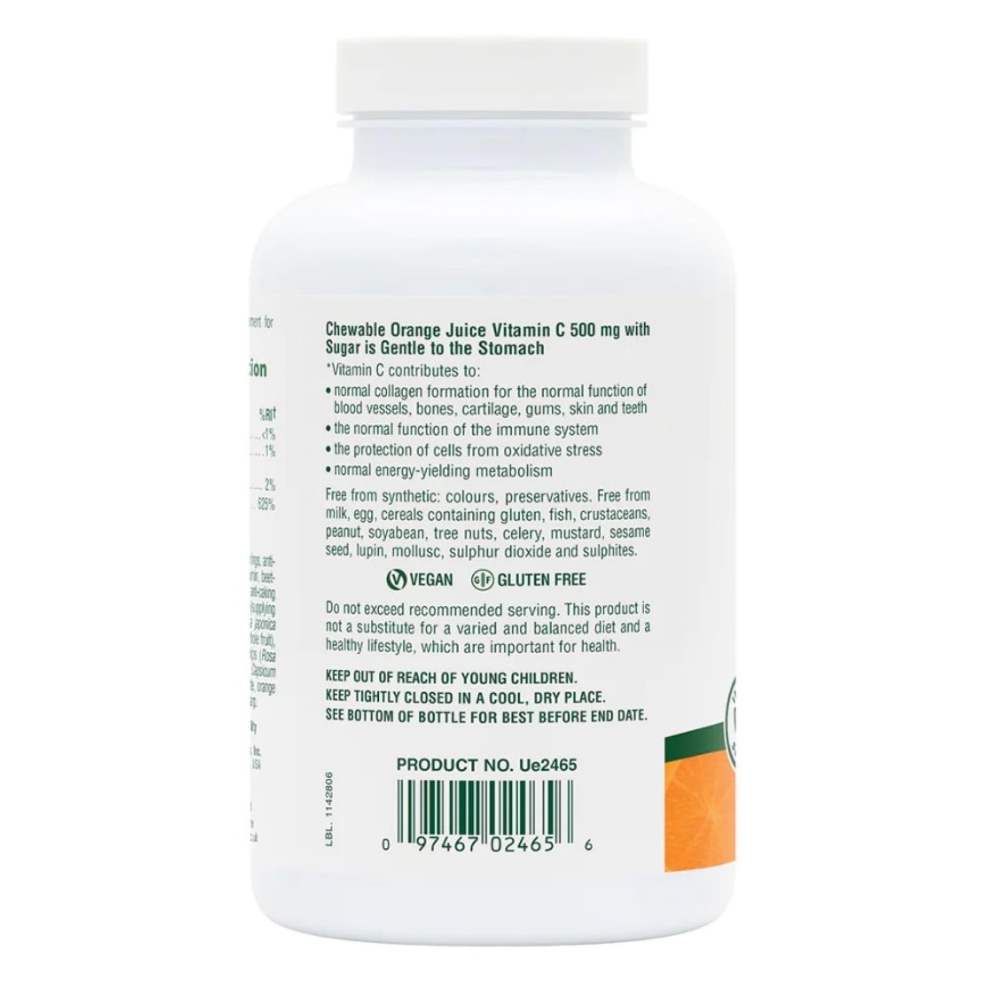 Tabletas masticables NaturesPlus vitamina C sabor naranja