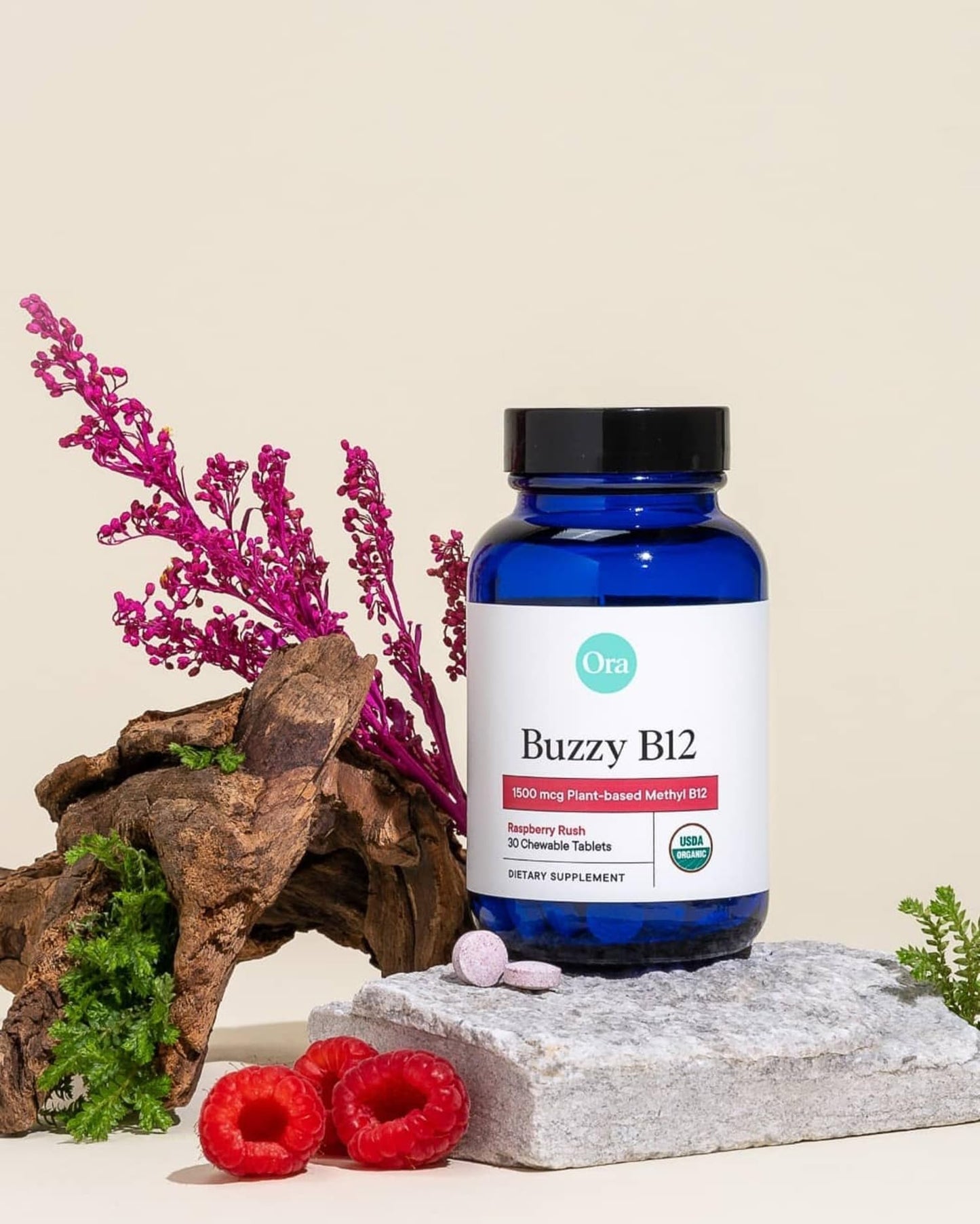 TabletasmasticablesOra Organic B12 1500mcg sin azúcar añadida