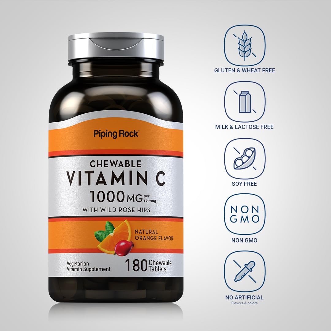 Tabletas masticables Piping Rock vitamina c para hombres y mujeres
