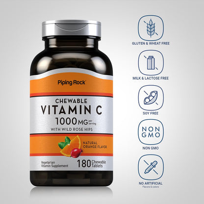 Tabletas masticables Piping Rock vitamina c para hombres y mujeres