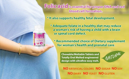 Tabletas masticables PRONUCARE ácido fólico sin azúcar