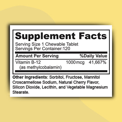 Tabletas masticables sabor cereza vitamina b12 Zaytun Halal