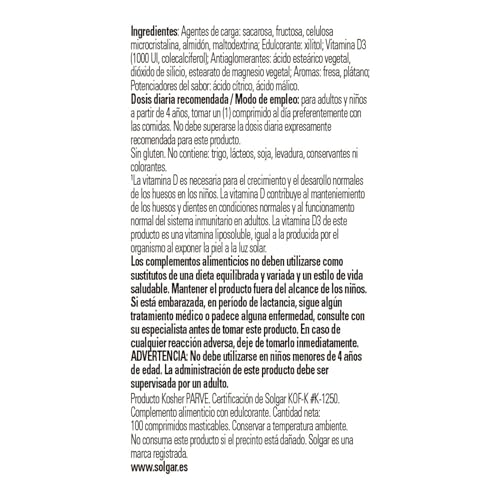 Tabletas masticables Solgar apoyo inmunológico y óseo