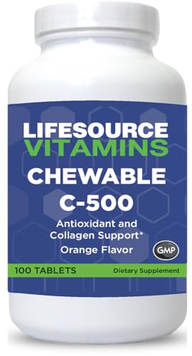 Tabletas masticables vitamina C 500mg LifeSource sabor naranja