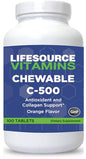 Tabletas masticables vitamina C 500mg LifeSource sabor naranja