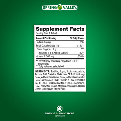 Tabletas masticables vitamina C apoyo inmune y huesos