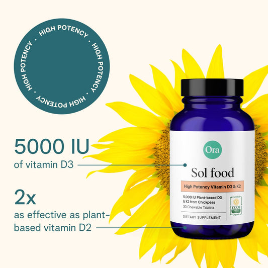 Tabletas masticables vitamina D3 y K2 Ora Organic frambuesa