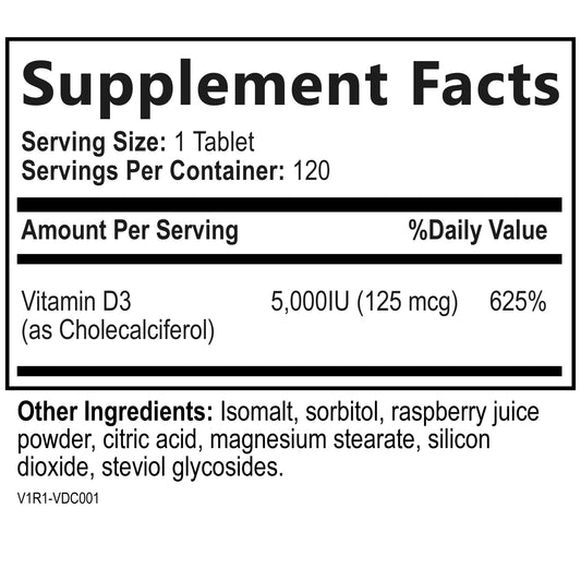 Tabletas masticables vitamina d3 sabor berries sin azúcar