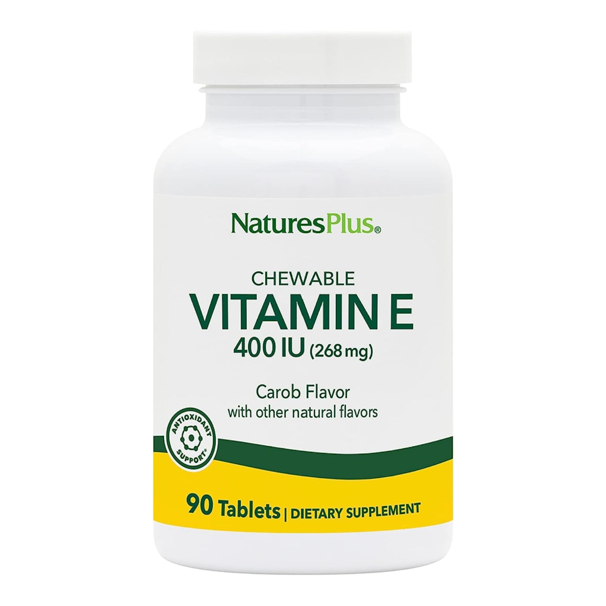 Tabletas masticables vitamina E Natures Plus sabor algarroba