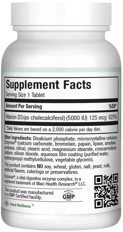Tabletas Maxi Health vitamina d3 5000 iu vista cercana