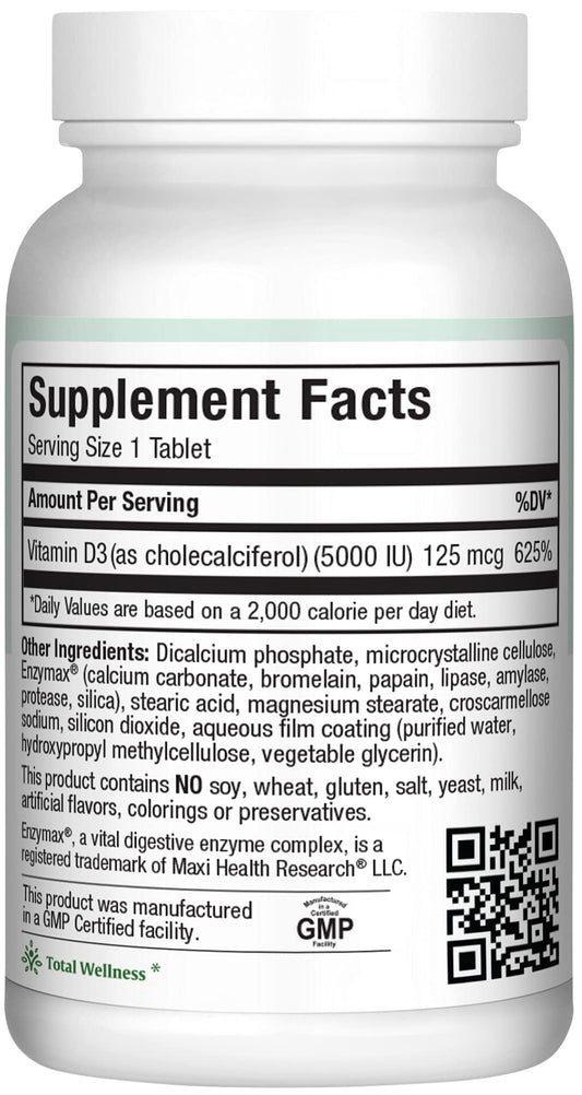 Tabletas Maxi Health vitamina d3 5000 iu vista cercana