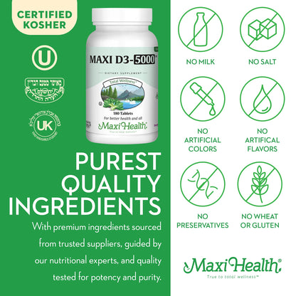 Tabletas Maxi Health vitamina d3 5000 nervios y energía