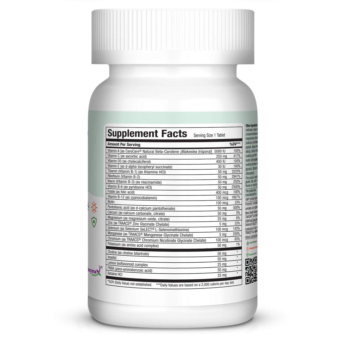 Tabletas MaxiVite multivitamina sin hierro